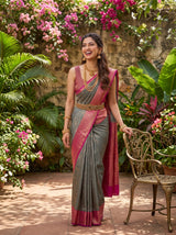MIMOSA Navy Kanjivaram Saree — pose 10 styling detail