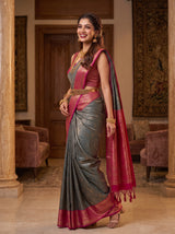 MIMOSA Navy Kanjivaram Saree — pose 9 styling detail