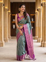 MIMOSA Sapphire Kanjivaram Art Silk Saree — AI Model lifestyle pose