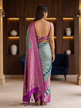 MIMOSA Sapphire Kanjivaram Art Silk Saree — Saree shot pallu and body