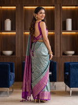 MIMOSA Sapphire Kanjivaram Saree — pose 7 styling detail