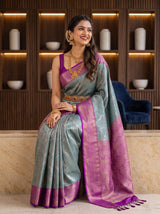 MIMOSA Sapphire Kanjivaram Saree — pose 8 styling detail