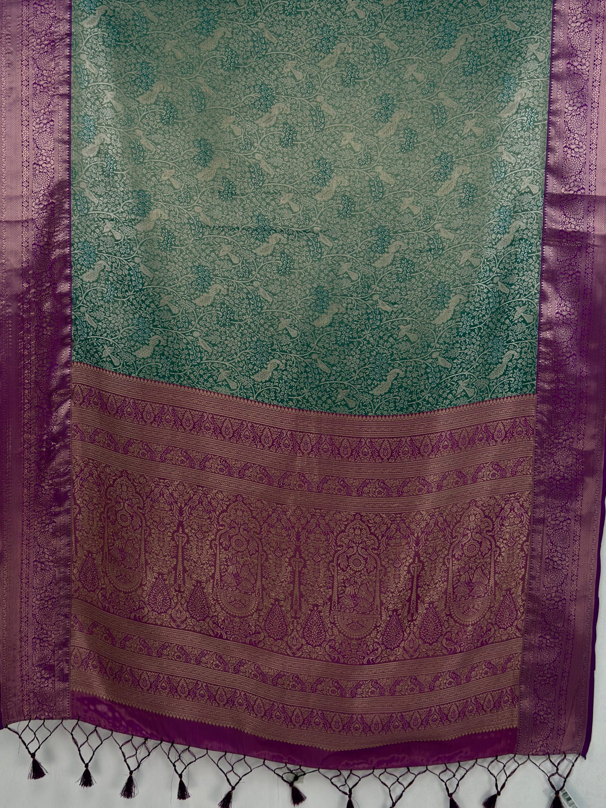 MIMOSA Sapphire Kanjivaram Saree — pallu and zari work detail
