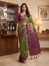 MIMOSA Green Kanjivaram Saree — pose 6 styling detail