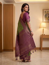 MIMOSA Green Kanjivaram Saree — pose 7 styling detail