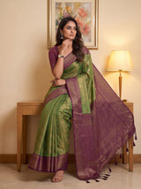 MIMOSA Green Kanjivaram Saree — pose 8 styling detail