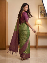 MIMOSA Green Kanjivaram Saree — pose 9 styling detail