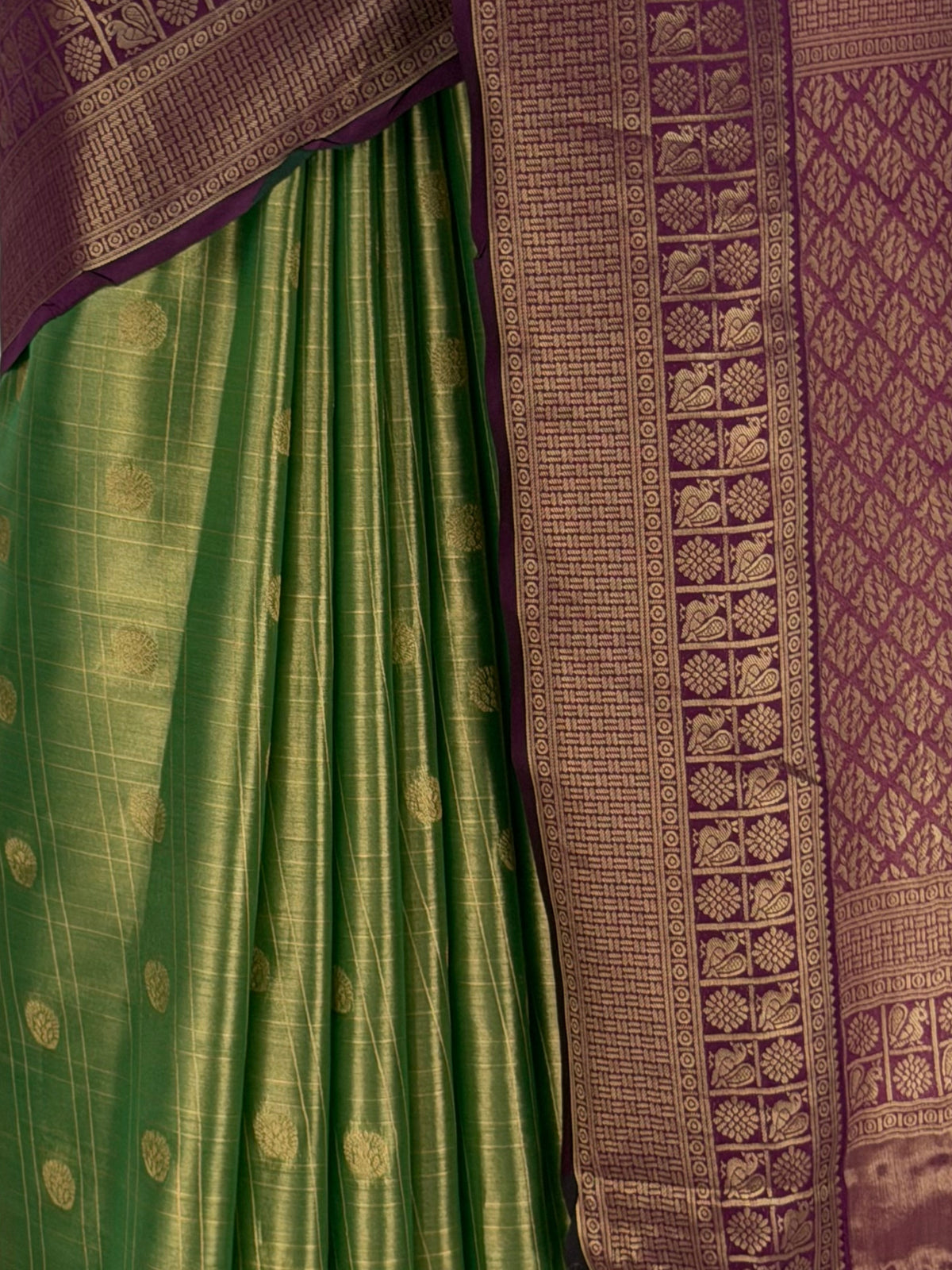 MIMOSA Green Kanjivaram Saree — fleets shot full lifestyle