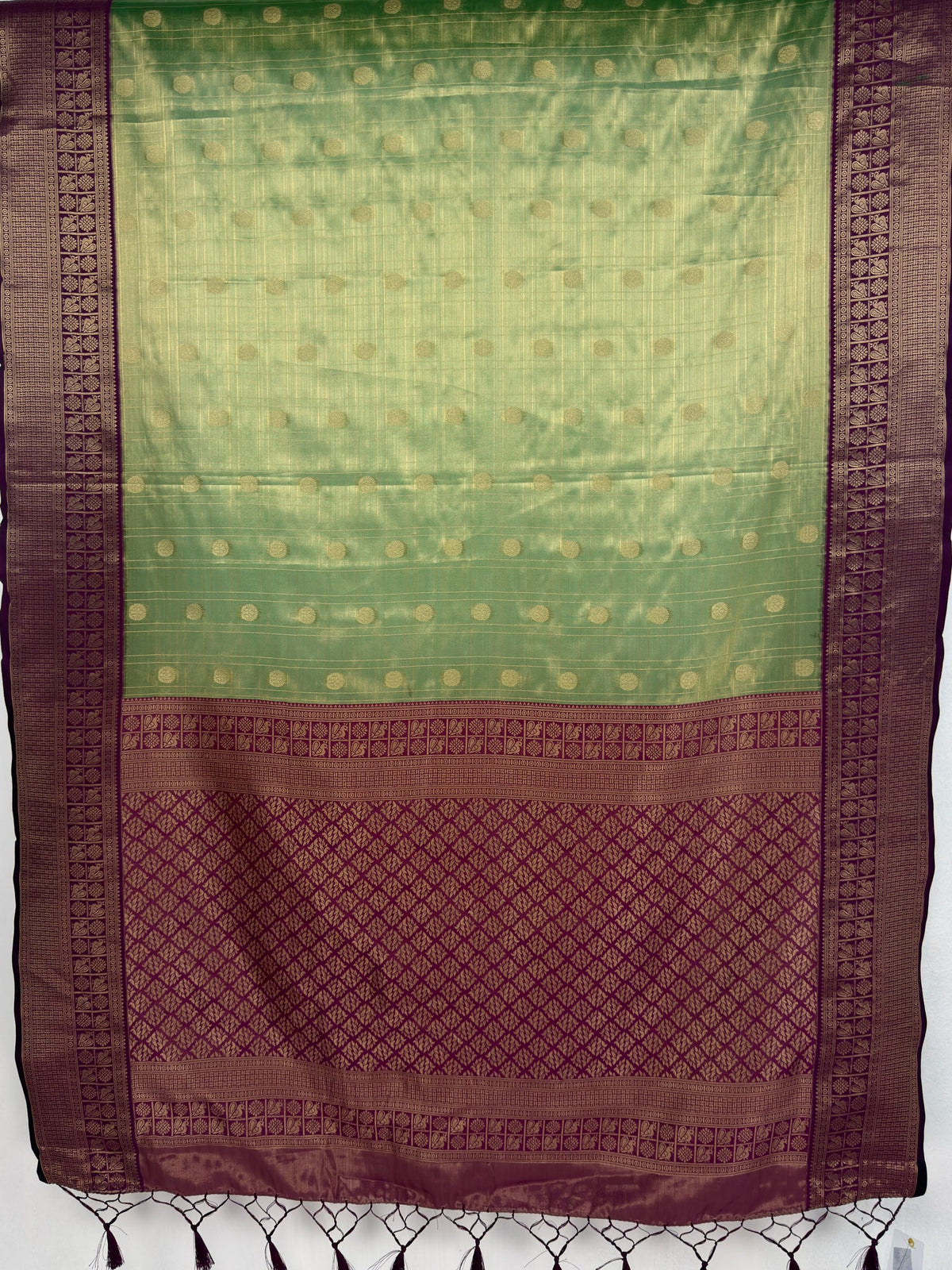 MIMOSA Green Kanjivaram Saree — pallu and zari work detail