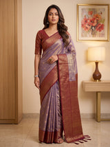 MIMOSA Jamun Kanjivaram Saree — pose 10 styling detail