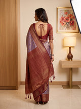 MIMOSA Jamun Kanjivaram Saree — pose 2 styling detail
