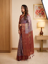 MIMOSA Jamun Kanjivaram Saree — pose 3 styling detail