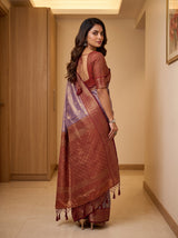 MIMOSA Jamun Kanjivaram Saree — pose 7 styling detail