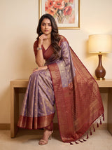 MIMOSA Jamun Kanjivaram Saree — pose 8 styling detail