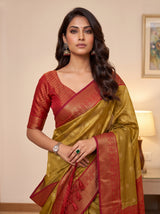 MIMOSA Mustard Kanjivaram Saree — pose 10 styling detail