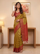 MIMOSA Mustard Kanjivaram Saree — pose 5 styling detail