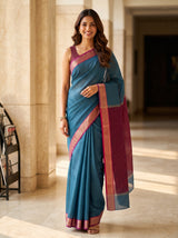 MIMOSA Ananda Maheshwari Cotton Saree — front view on mannequin