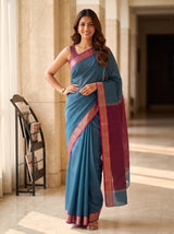 MIMOSA Ananda Maheshwari Cotton Saree — pose 4 styling detail