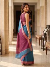 MIMOSA Ananda Maheshwari Cotton Saree — pose 7 styling detail