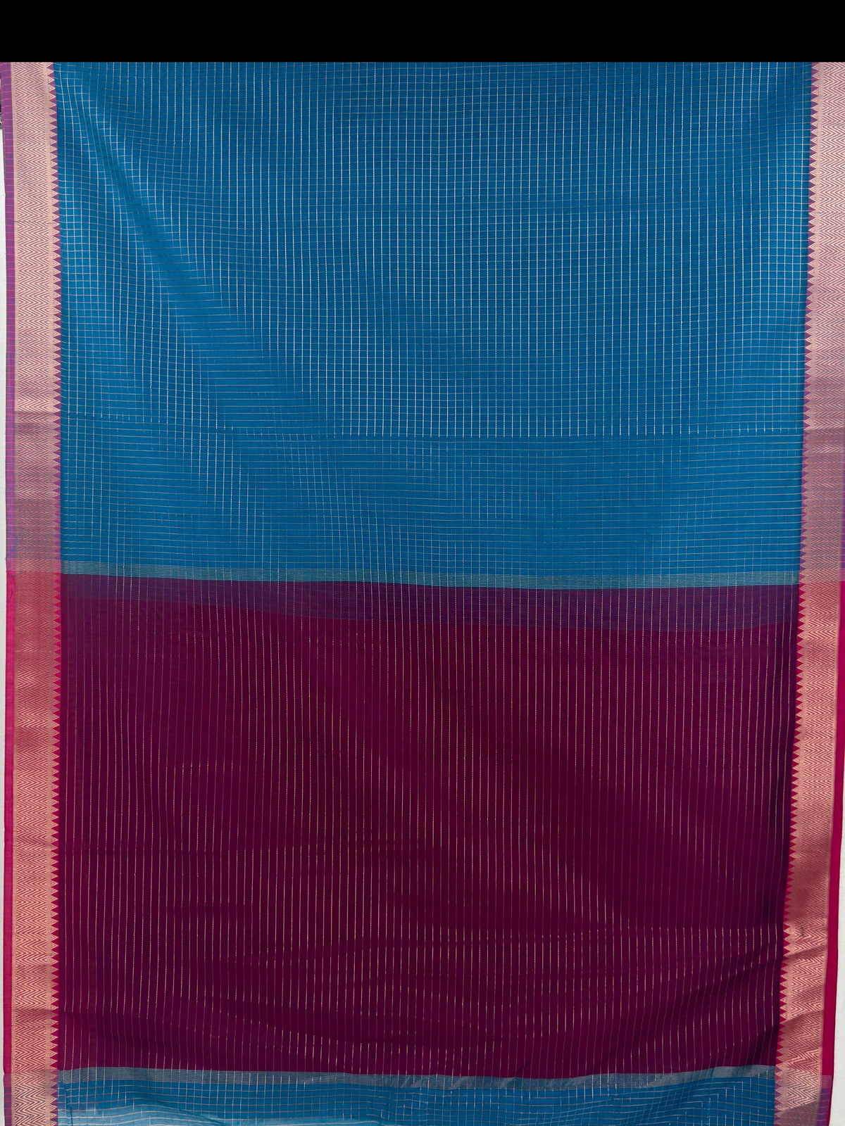 MIMOSA Ananda Maheshwari Cotton Saree — pallu and zari work detail