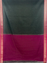 MIMOSA Bottle Green Maheshwari Cotton Saree — pallu and zari work detail