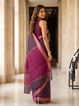 MIMOSA Chocolate Maheshwari Cotton Saree — pose 7 styling detail