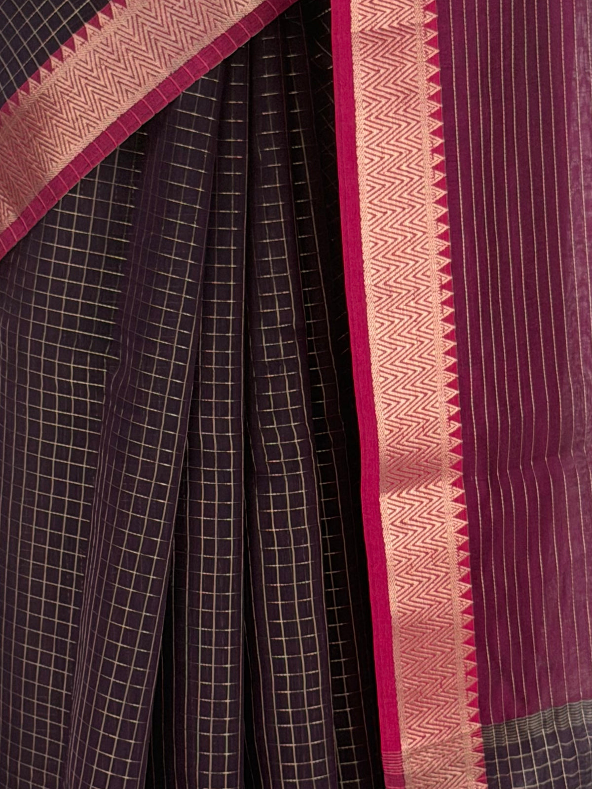 MIMOSA Chocolate Maheshwari Cotton Saree — fleets shot full lifestyle