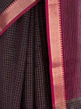 MIMOSA Chocolate Maheshwari Cotton Saree — fleets shot full lifestyle