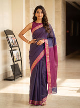MIMOSA Jamun Maheshwari Cotton Saree — pose 4 styling detail