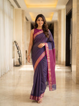 MIMOSA Jamun Maheshwari Cotton Saree — pose 6 styling detail