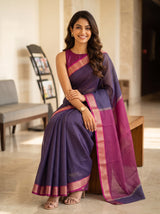 MIMOSA Jamun Maheshwari Cotton Saree — pose 8 styling detail