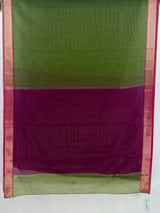 MIMOSA Olive Maheshwari Cotton Saree — pallu and zari work detail