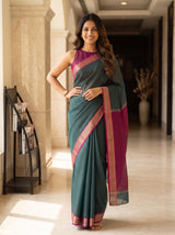MIMOSA Rama Maheshwari Cotton Saree — pose 4 styling detail