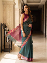 MIMOSA Rama Maheshwari Cotton Saree — pose 5 styling detail