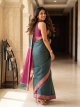MIMOSA Rama Maheshwari Cotton Saree — pose 9 styling detail