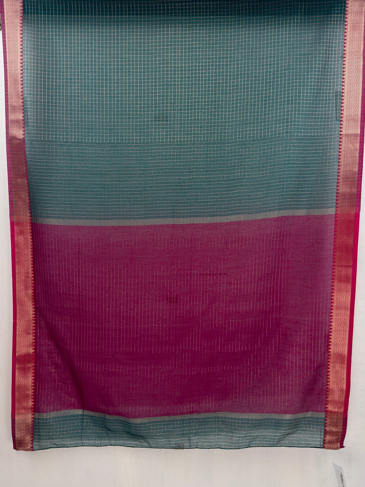MIMOSA Rama Maheshwari Cotton Saree — pallu and zari work detail