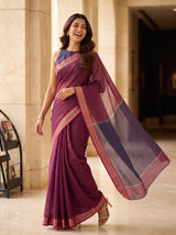 MIMOSA Rani Maheshwari Cotton Saree — pose 5 styling detail