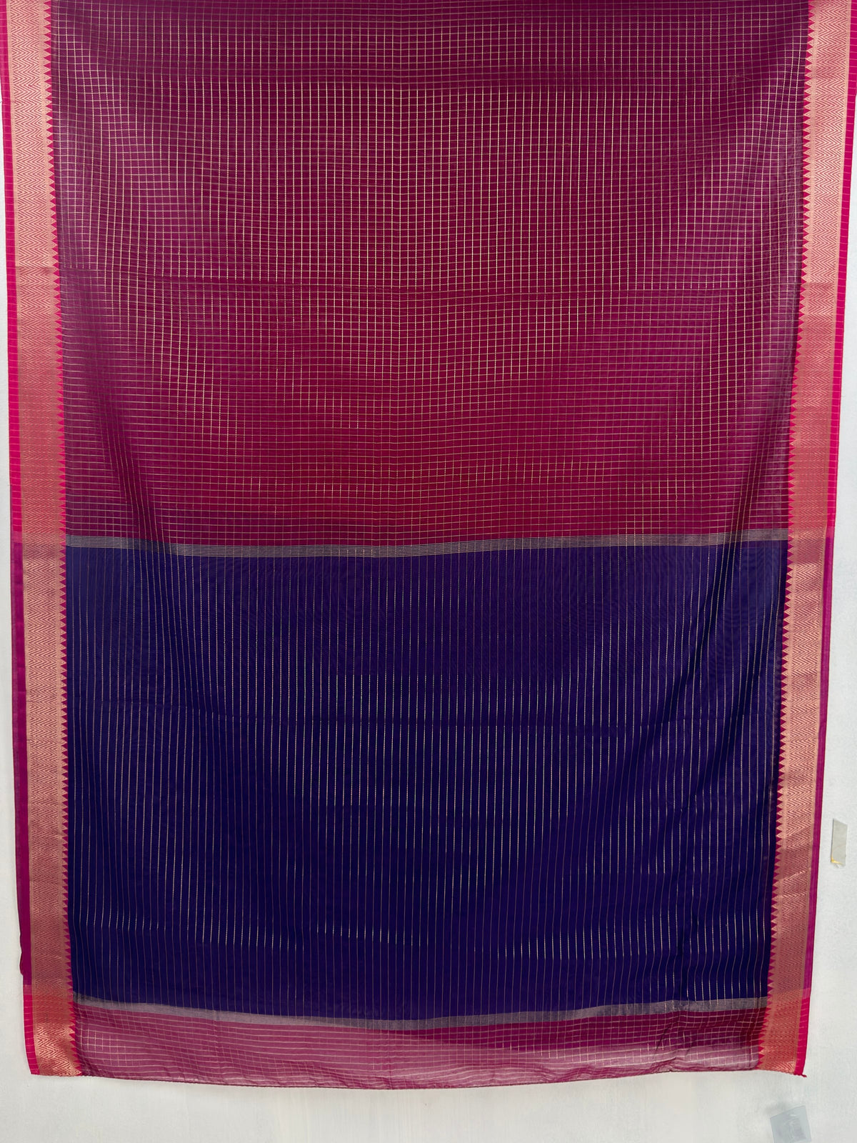MIMOSA Rani Maheshwari Cotton Saree — pallu and zari work detail
