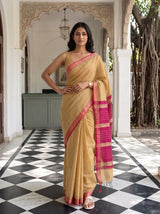 MIMOSA Gold Maheshwari Cotton Cotton Saree — pose 4 styling detail