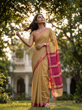 MIMOSA Gold Maheshwari Cotton Cotton Saree — pose 5 styling detail