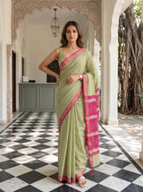 MIMOSA Olive Maheshwari Cotton Cotton Saree — pose 4 styling detail