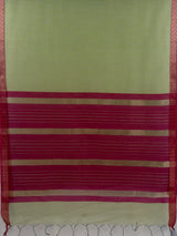 MIMOSA Olive Maheshwari Cotton Cotton Saree — pallu and zari work detail