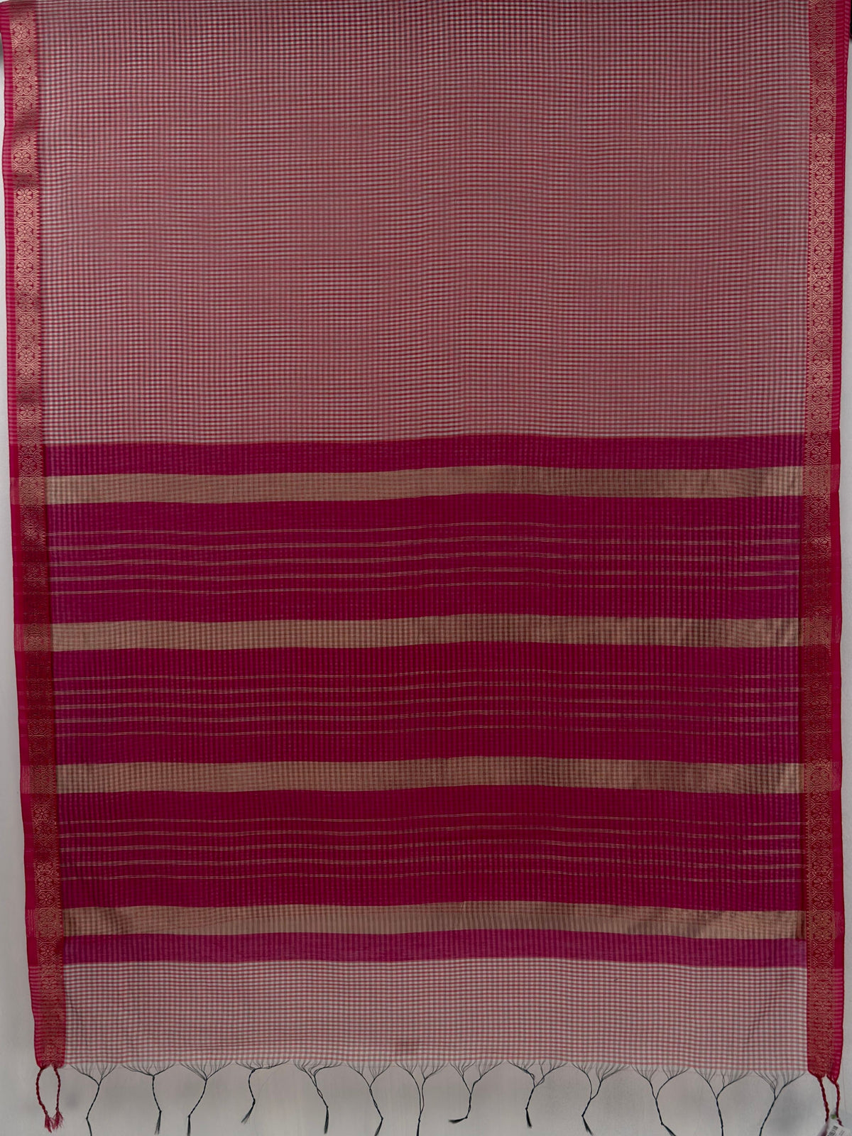 MIMOSA Orange Maheshwari Cotton Cotton Saree — pallu and zari work detail