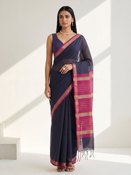 MIMOSA Jamun Maheshwari Cotton Cotton Saree — AI Model lifestyle pose