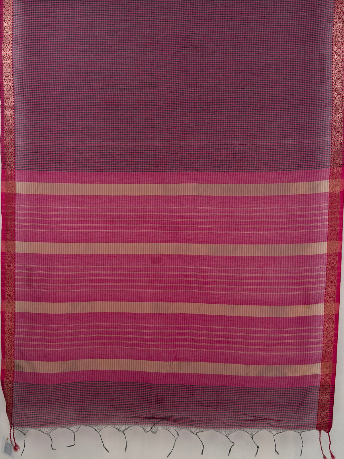 MIMOSA Rani Maheshwari Cotton Cotton Saree — pallu and zari work detail