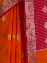 MIMOSA Orange Maheshwari Cotton Cotton Saree — fleets shot full lifestyle