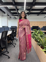 MIMOSA Pink Maheshwari Cotton Cotton Saree — pose 6 styling detail