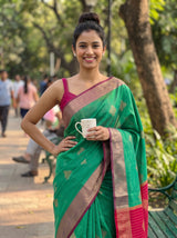 MIMOSA Rama Maheshwari Cotton Cotton Saree — pose 4 styling detail