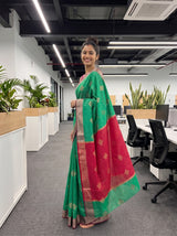 MIMOSA Rama Maheshwari Cotton Cotton Saree — pose 5 styling detail