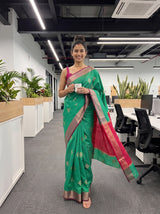 MIMOSA Rama Maheshwari Cotton Cotton Saree — pose 6 styling detail
